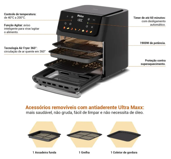 Air Fryer Philco 16 Litros vista frontal