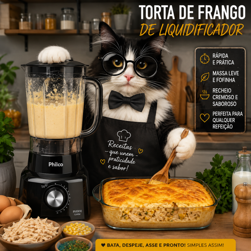 Torta de frango de liquidificador cremosa 1 Torta de frango de liquidificador cremosa