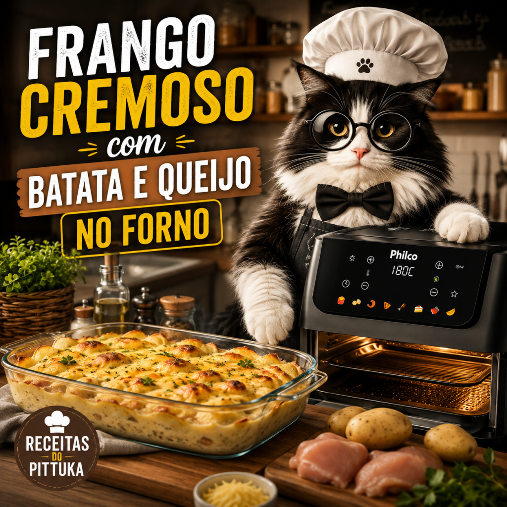 Frango Cremoso com Batata e Queijo no Forno