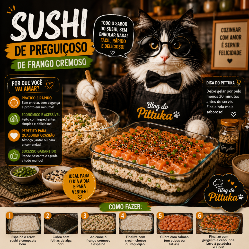 Sushi de Preguiçoso de Frango Cremoso